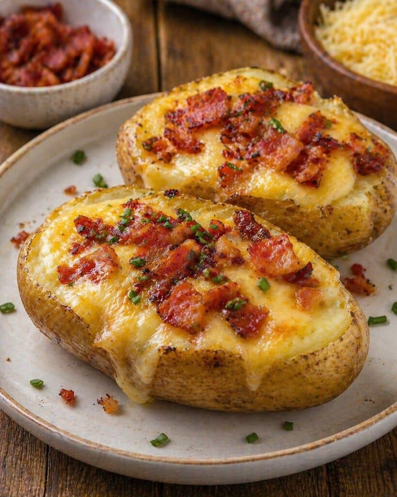 receitas fáceis jantar batata com queijo e bacon