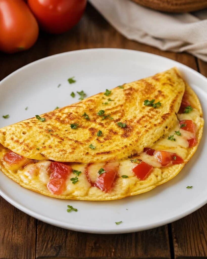 receitas fáceis jantar omelete de queijo e tomate